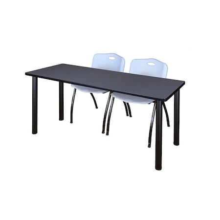 Kee Rectangle Tables > Training Tables > Kee Table & Chair Sets, 72 W, 24 L, 29 H, Grey MT7224GYBPBK47GY